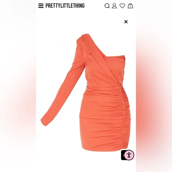 pretty little thing orange bodycon dress Prettylittlething Women Bodycon Dress SZ 8 Medium Orange Striped One Shoulder